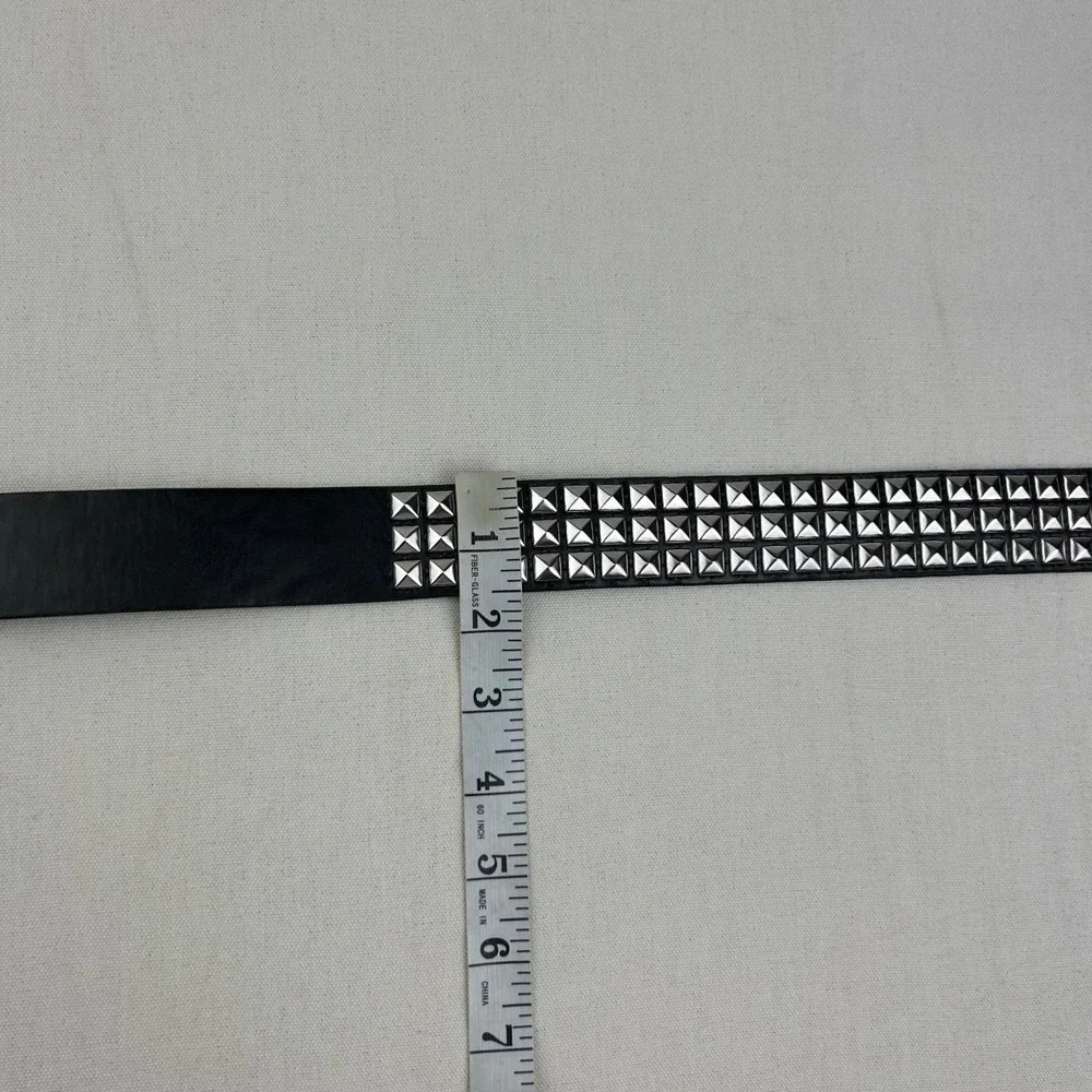 Vintage Y2K black and silver studded punk cyber grunge belt embellished